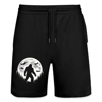 Bigfoot Flugzeuge - Stanley/Stella Unisex Bio Joggingshorts Trainer  - Schwarz - Vorne - Nik (191cm) & Marisol (170cm)