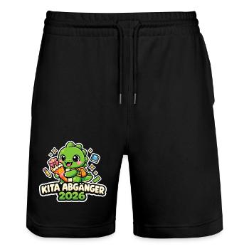 Daycare Graduate 2026 Kids Gift - Stanley/Stella Trainer Unisex Organic Jogging Shorts - black - Front - Nik (191cm) & Marisol (170cm)