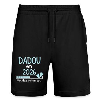 Dadou in 2026 Future Grandpa Gift - Stanley/Stella Trainer Unisex Organic Jogging Shorts - black - Front - Nik (191cm) & Marisol (170cm)