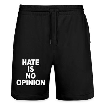 La haine n’est pas une opinion - Antifa Merch - Short de jogging bio TRAINER Stanley/Stella unisexe - noir - Devant - Nik (191cm) & Marisol (170cm)