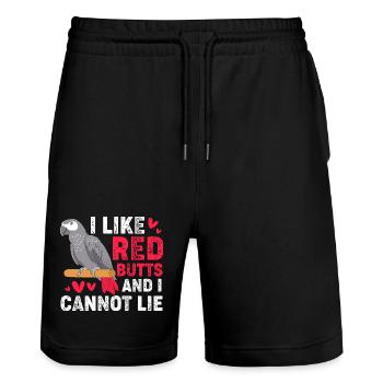 Papagei Grau - Stanley/Stella Unisex Bio Joggingshorts Trainer  - Schwarz - Vorne - Nik (191cm) & Marisol (170cm)