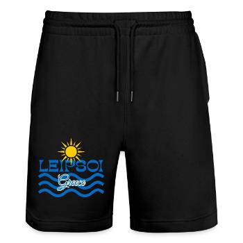 Leipsoi Greece Sun Sea Waves - Stanley/Stella Trainer Unisex Organic Jogging Shorts - black - Front - Nik (191cm) & Marisol (170cm)