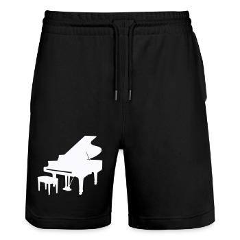 Piano Silhouette Monochrome - Short de jogging bio TRAINER Stanley/Stella unisexe - noir - Devant - Nik (191cm) & Marisol (170cm)