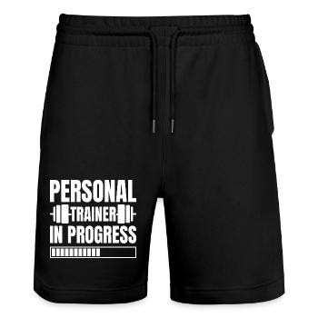 Powerlifting Bodybuilder Personal Trainer Progress - Stanley/Stella Trainer Unisex Organic Jogging Shorts - black - Front - Nik (191cm) & Marisol (170cm)