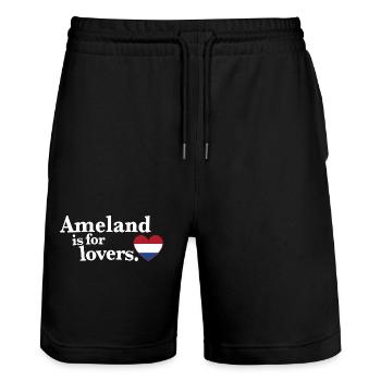 Ameland Lovers - NL II - Short de jogging bio TRAINER Stanley/Stella unisexe - noir - Devant - Nik (191cm) & Marisol (170cm)