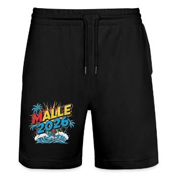Fête de Malle 2026 - Short de jogging bio TRAINER Stanley/Stella unisexe - noir - Devant - Nik (191cm) & Marisol (170cm)