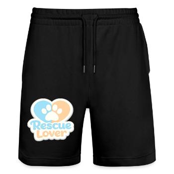 Rescue Lover Paw Heart - Stanley/Stella Trainer Unisex Organic Jogging Shorts - black - Front - Nik (191cm) & Marisol (170cm)