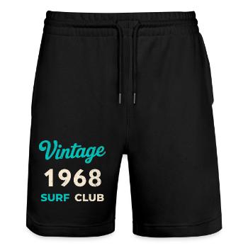Vintage 1968 Surf Club Retro Geburtsjahr Geschenk - Stanley/Stella Unisex Bio Joggingshorts Trainer  - Schwarz - Vorne - Nik (191cm) & Marisol (170cm)