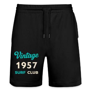 Vintage 1957 Surf Club Retro Geburtsjahr Geschenk - Stanley/Stella Unisex Bio Joggingshorts Trainer  - Schwarz - Vorne - Nik (191cm) & Marisol (170cm)