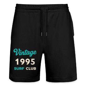 Vintage 1995 Surf Club Retro Geburtsjahr Geschenk - Stanley/Stella Unisex Bio Joggingshorts Trainer  - Schwarz - Vorne - Nik (191cm) & Marisol (170cm)