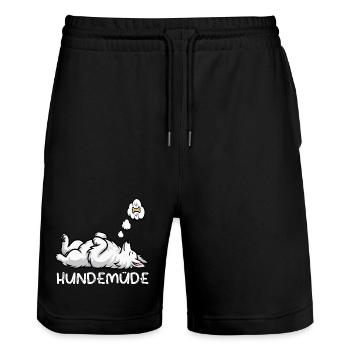 Hundemüde Weißer Schäferhund Schäferhundbesitzer - Stanley/Stella Unisex Bio Joggingshorts Trainer  - Schwarz - Vorne - Nik (191cm) & Marisol (170cm)