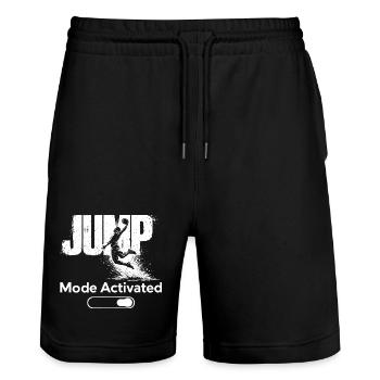 Jump Mode Activated Shirt Basketball Dunk - Stanley/Stella Trainer Unisex Organic Jogging Shorts - black - Front - Nik (191cm) & Marisol (170cm)