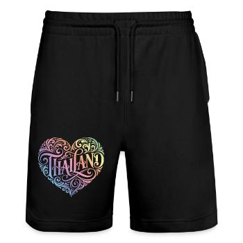 Thailand Heart Colorful - Stanley/Stella Trainer Unisex Organic Jogging Shorts - black - Front - Nik (191cm) & Marisol (170cm)