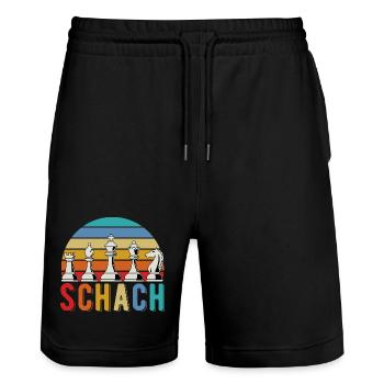 Schach -Schachfiguren - Stanley/Stella Unisex Bio Joggingshorts Trainer  - Schwarz - Vorne - Nik (191cm) & Marisol (170cm)