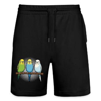 Propriétaires de perruches ondulées Propriétaires de perruches ondulées - Short de jogging bio TRAINER Stanley/Stella unisexe - noir - Devant - Nik (191cm) & Marisol (170cm)