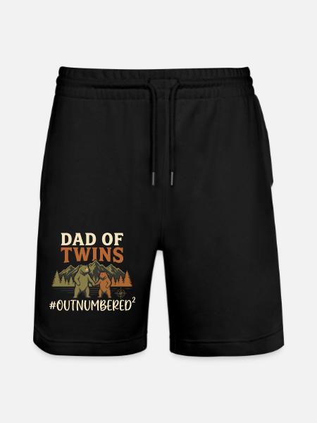 Dad of Twins Outnumbered Papa Zwillinge - Stanley/Stella Trainer Unisex Organic Jogging Shorts - black