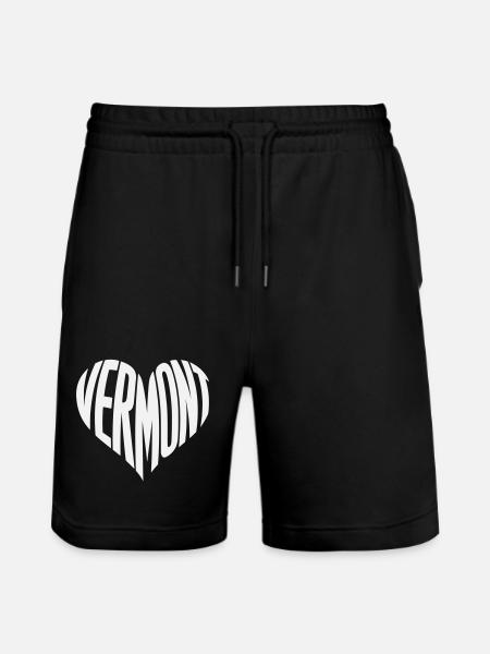 Vermont, USA Heart Typography - Stanley/Stella Trainer Unisex Organic Jogging Shorts - black