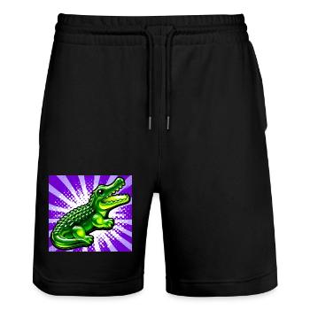 Krokodil - Stanley/Stella Unisex Bio Joggingshorts Trainer  - Schwarz - Vorne - Nik (191cm) & Marisol (170cm)