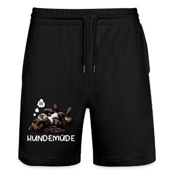 Hundemüde Münsterländer Münsterländerbesitzer  - Stanley/Stella Unisex Bio Joggingshorts Trainer  - Schwarz - Vorne - Nik (191cm) & Marisol (170cm)
