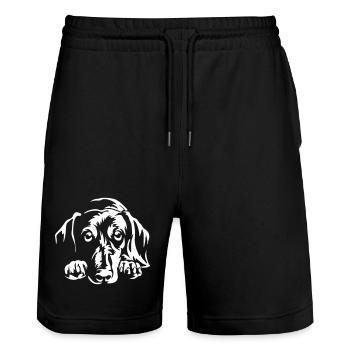 Dackel " Black Edition" - Stanley/Stella Unisex Bio Joggingshorts Trainer  - Schwarz - Vorne - Nik (191cm) & Marisol (170cm)