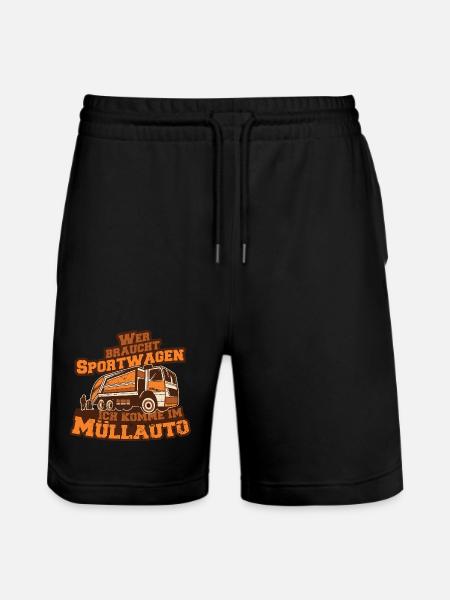 Müllauto Spruch - Stanley/Stella Unisex Bio Joggingshorts Trainer - Schwarz