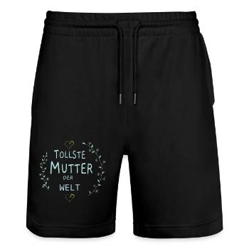 Tollste Mutter der Welt, Muttertag - Stanley/Stella Unisex Bio Joggingshorts Trainer  - Schwarz - Vorne - Nik (191cm) & Marisol (170cm)