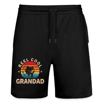 Retro Reel Grandpa - Stanley/Stella Trainer Unisex Organic Jogging Shorts - black - Front - Nik (191cm) & Marisol (170cm)