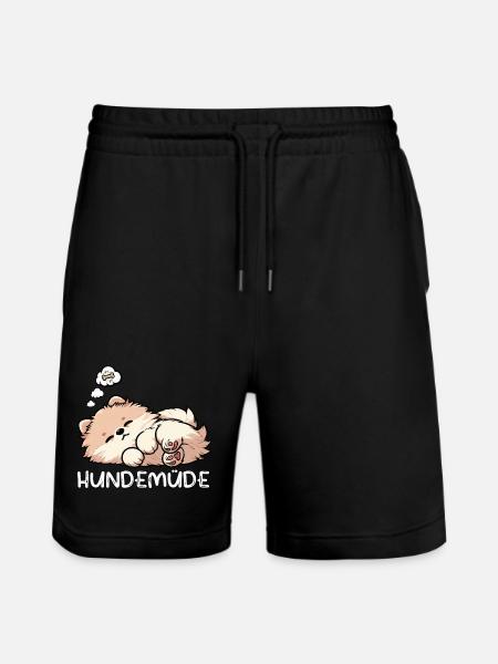 Hundemüde Zwergspitz Zwergspitze Spitzhund Spitz - Stanley/Stella Unisex Bio Joggingshorts Trainer - Schwarz