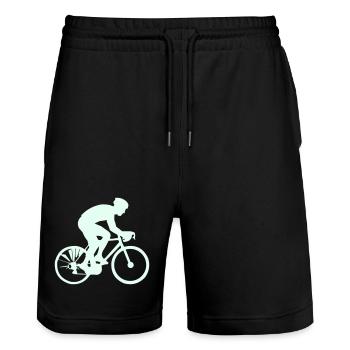 Cyclist Silhouette Mint - Stanley/Stella Trainer Unisex Organic Jogging Shorts - black - Front - Nik (191cm) & Marisol (170cm)