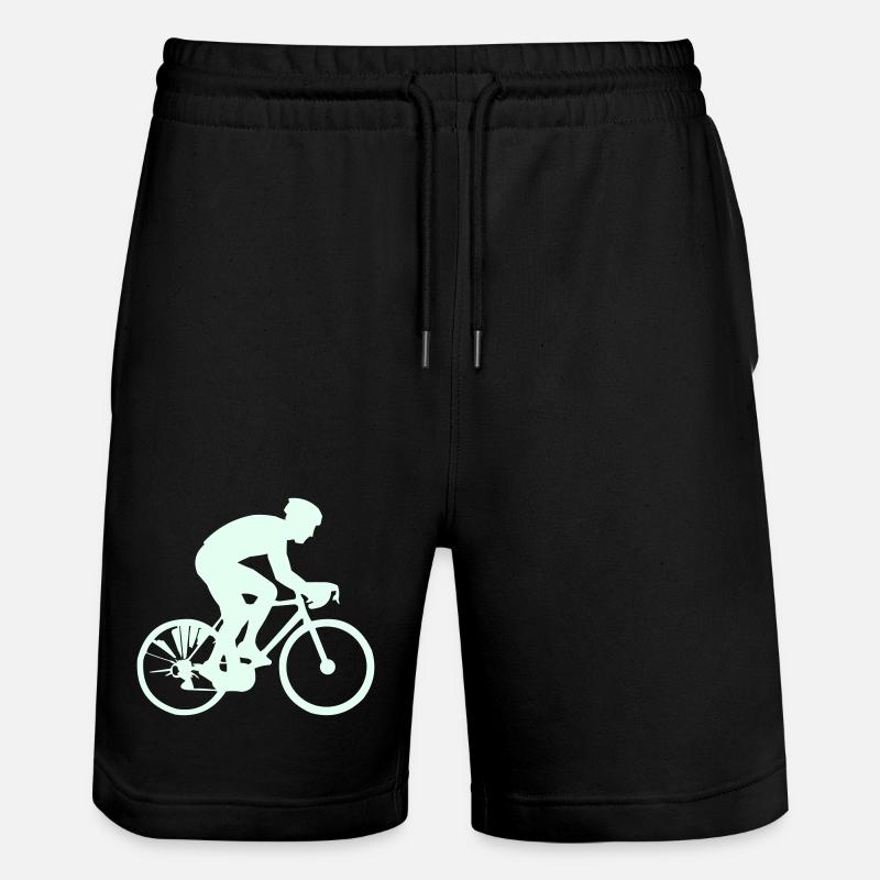 Cyclist Silhouette Mint - Stanley/Stella Trainer Unisex Organic Jogging Shorts - black