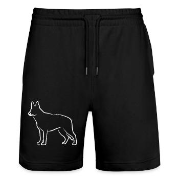 German Shepherd Sketch - Stanley/Stella Trainer Unisex Organic Jogging Shorts - black - Front - Nik (191cm) & Marisol (170cm)