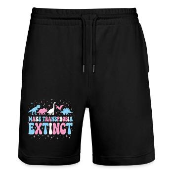 LGBTQ Pride Month - Make Transphobia Extinct - Stanley/Stella Trainer Unisex Organic Jogging Shorts - black - Front - Nik (191cm) & Marisol (170cm)