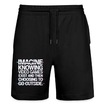 Imagine Video Games Exist PC Gamer Gaming Zocker - Stanley/Stella Trainer Unisex Organic Jogging Shorts - black - Front - Nik (191cm) & Marisol (170cm)