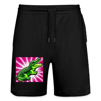 Krokodil - Stanley/Stella Unisex Bio Joggingshorts Trainer  - Schwarz - Vorne - Nik (191cm) & Marisol (170cm)