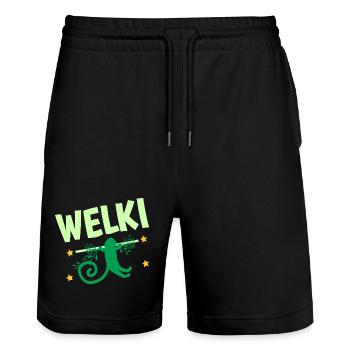 Welki der Affe - Stanley/Stella Unisex Bio Joggingshorts Trainer  - Schwarz - Vorne - Nik (191cm) & Marisol (170cm)