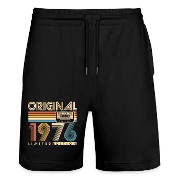50 Birthday 50 Years 1976 Vintage Born - Stanley/Stella Trainer Unisex Organic Jogging Shorts - black - Front - Nik (191cm) & Marisol (170cm)
