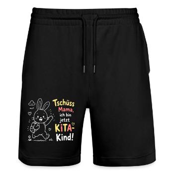 Kita Kind Bunny Abschied Motiv - Stanley/Stella Unisex Bio Joggingshorts Trainer  - Schwarz - Vorne - Nik (191cm) & Marisol (170cm)