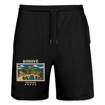 Kosovo Prizren Vintage Reisemarke - Stanley/Stella Unisex Bio Joggingshorts Trainer  - Schwarz - Vorne - Nik (191cm) & Marisol (170cm)