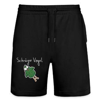 Schräger Vogel – Lustiger Cartoon Spruch - Stanley/Stella Unisex Bio Joggingshorts Trainer  - Schwarz - Vorne - Nik (191cm) & Marisol (170cm)