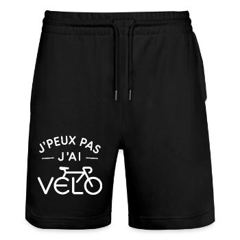 Vélo Humour Cadeau Passionné de Cyclisme - Short de jogging bio TRAINER Stanley/Stella unisexe - noir - Devant - Nik (191cm) & Marisol (170cm)