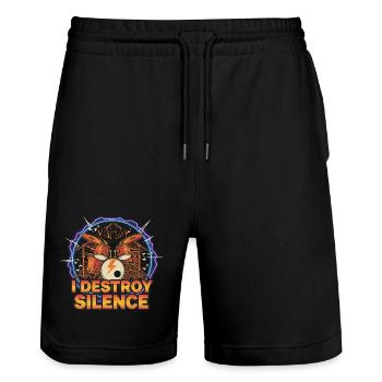 Zerstöre Stille - Stanley/Stella Unisex Bio Joggingshorts Trainer  - Schwarz - Vorne - Nik (191cm) & Marisol (170cm)