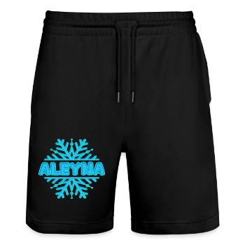 Vorname Aleyna - Stanley/Stella Unisex Bio Joggingshorts Trainer  - Schwarz - Vorne - Nik (191cm) & Marisol (170cm)