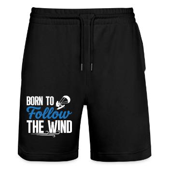 Follow – Kitesurfing T-Shirt - Stanley/Stella Unisex Bio Joggingshorts Trainer  - Schwarz - Vorne - Nik (191cm) & Marisol (170cm)