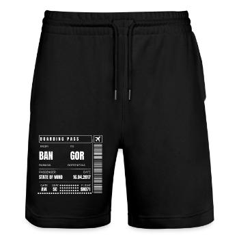 Minimalist Travel Boarding Pass - Stanley/Stella Trainer Unisex Organic Jogging Shorts - black - Front - Nik (191cm) & Marisol (170cm)