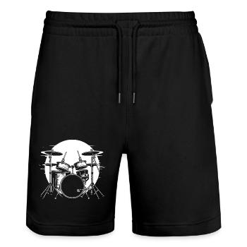 Drumkit Drawing - Stanley/Stella Trainer Unisex Organic Jogging Shorts - black - Front - Nik (191cm) & Marisol (170cm)