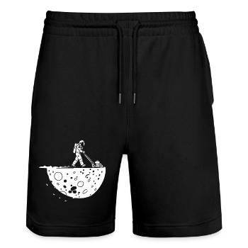 Astronaute Tondant la Lune - Short de jogging bio TRAINER Stanley/Stella unisexe - noir - Devant - Nik (191cm) & Marisol (170cm)