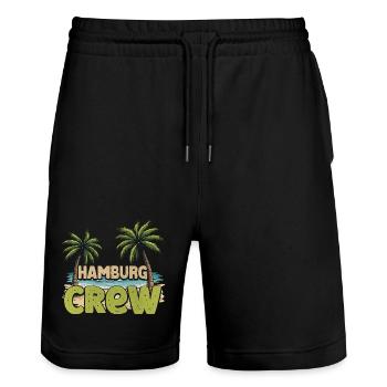 Hamburg Crew - Stanley/Stella Trainer Unisex Organic Jogging Shorts - black - Front - Nik (191cm) & Marisol (170cm)