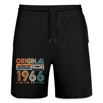 Anniversaire original vintage rétro vintage de 1966 - Short de jogging bio TRAINER Stanley/Stella unisexe - noir - Devant - Nik (191cm) & Marisol (170cm)
