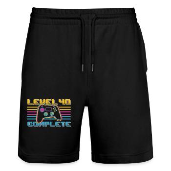 40 Birthday Level 40 Complete 40 Years Gamer - Stanley/Stella Trainer Unisex Organic Jogging Shorts - black - Front - Nik (191cm) & Marisol (170cm)