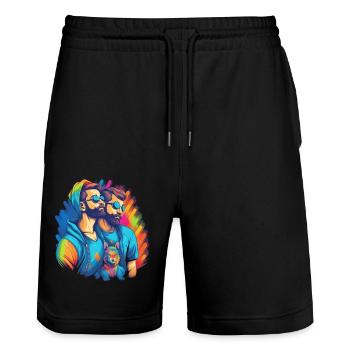Pride Love - Stanley/Stella Unisex Bio Joggingshorts Trainer  - Schwarz - Vorne - Nik (191cm) & Marisol (170cm)